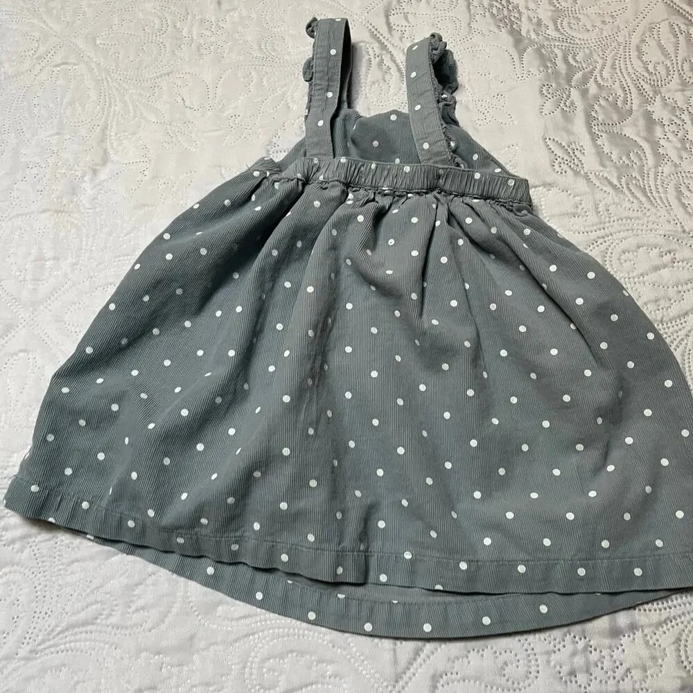 Baby Boden Corduroy Polka Dot Bunny Pinafore Dress Size 12-18 months